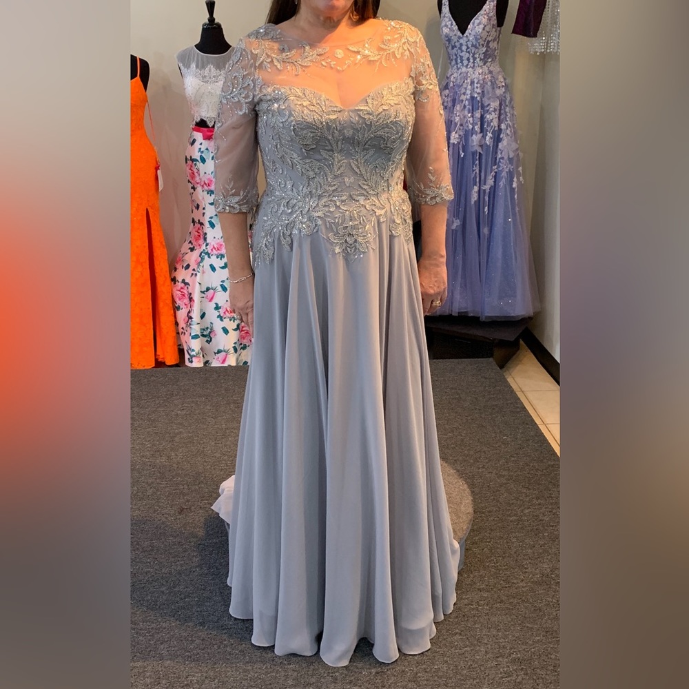 MGNY by Mori Lee Style 71908 Bead Embroidered Chiffon A-line Gown; NEVER WORN